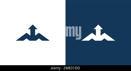 Modern and powerful Letter M and up symbol combination logo design Stock Vector