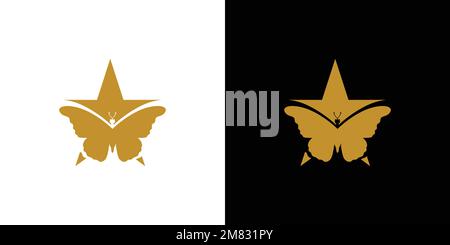 Modern and unique butterfly star logo design Stock Vector