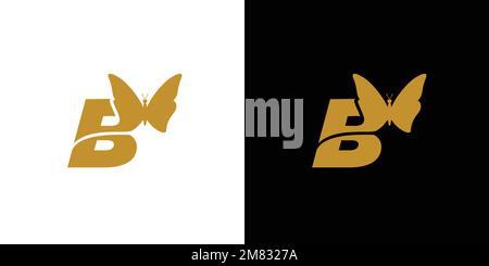 This butterfly logo design with letter B is unique and attractive Stock Vector