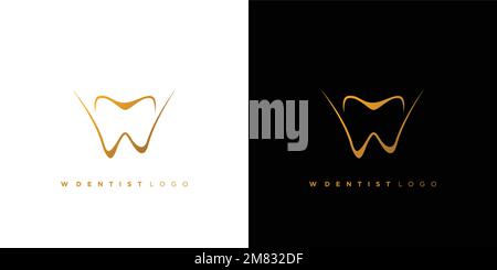 W letter tooth logo design is unique and attractive Stock Vector