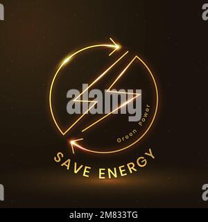Save energy environmental logo vector with green power text Stock Vector