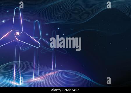 Wind energy vector with wind turbines background Stock Vector