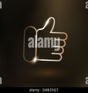 Thumbs up vector technology icon in gold on gradient background Stock Vector