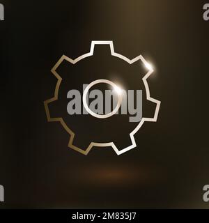 Setting gear vector technology icon in gold on gradient background Stock Vector