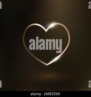 Heart vector technology icon in gold on gradient background Stock Vector