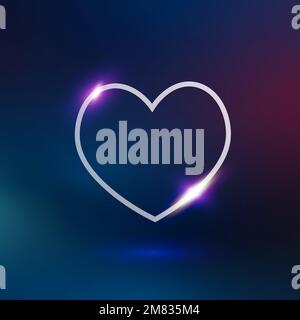 Heart technology vector in neon purple on gradient background Stock Vector