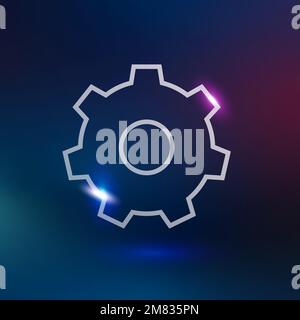 Setting gear vector technology icon in neon purple on gradient background Stock Vector
