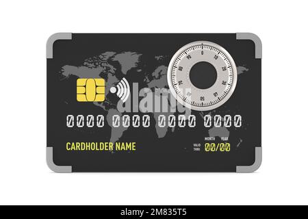 credit card with lock on white background. Isolated 3D illustration Stock Photo