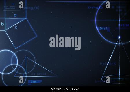 Mathematical and geometric background vector in gradient blue education remix Stock Vector