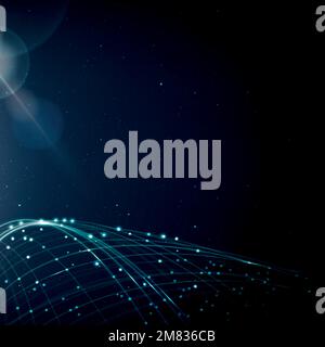 Internet networking technology background vector with blue digital wave Stock Vector