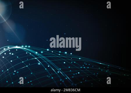 Internet networking technology background vector with blue digital wave Stock Vector