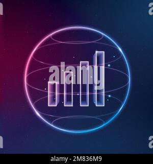 Wifi signal communication technology vector neon icon with bar chart Stock Vector