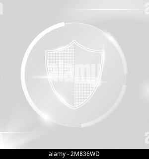 Security shield vector cyber security technology in white tone Stock Vector