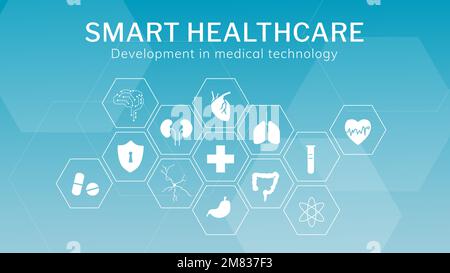 Smart healthcare technology template vector Stock Vector