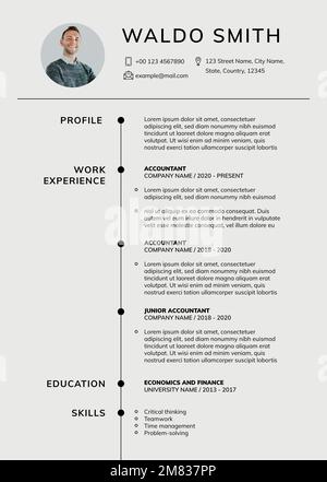 Minimal Resume editable template vector CV builder for professionals Stock Vector