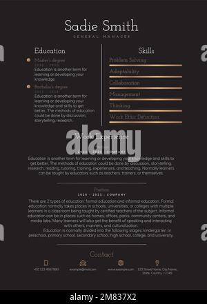 Professional CV editable template vector for professionals and executive level Stock Vector