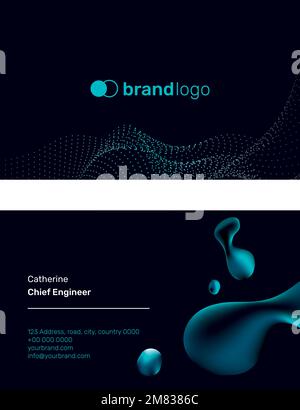 Technology name card template vector black background Stock Vector