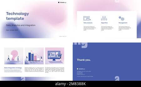 Purple gradient presentation template vector set Stock Vector