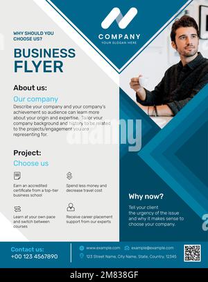 Professional business flyer template vector blue modern design Stock Vector
