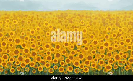 Sunflower garden background vector Stock Vector