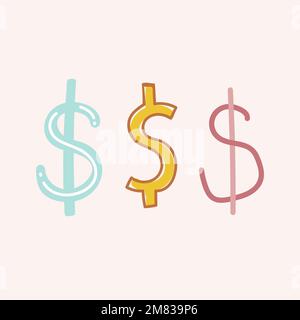 Symbol dollar sign vector doodle font typography hand drawn set Stock Vector