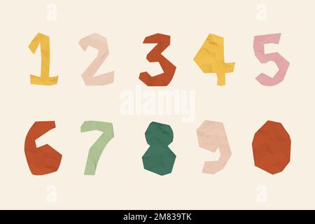 Number vector doodle typography font set Stock Vector