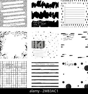 Ink background vector abstract brush patterns set Stock Vector