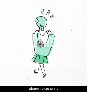 Woman holding light bulb vector cartoon icon Stock Vector