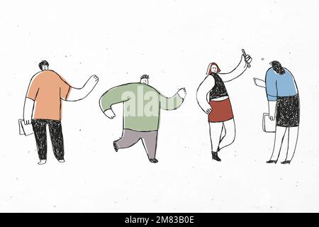 Office workers vector cartoon hand drawn cute icons set Stock Vector