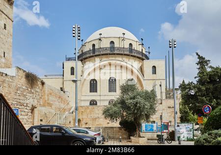 Jerusalem, Israel - November 15, 2022: The Ramban synagogue is the oldest functioning synagogue in the Old city. Jerusalem, Israel. Its name is writte Stock Photo