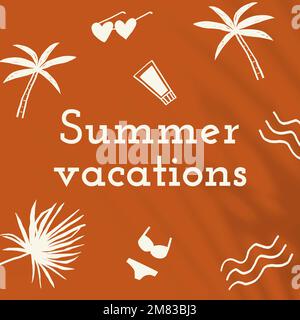 Summer vacation editable template vector in orange social media post Stock Vector