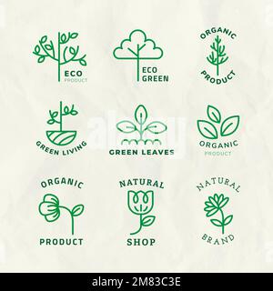 Line eco logo template vector for branding with text set Stock Vector