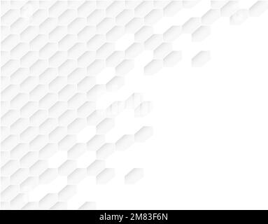 Honeycomb shape white Background have copy space, polygon white background, light and shadow on white paper background, Embossed Hexagon Stock Photo