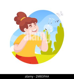 Dandelion wishes isolated cartoon vector illustration. Stock Vector