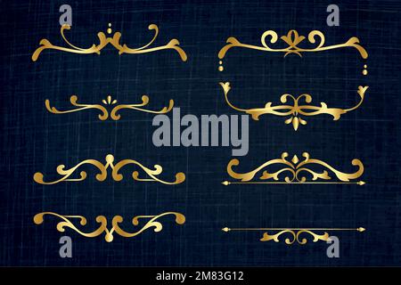 Gold classy frame ornaments vector vintage set Stock Vector