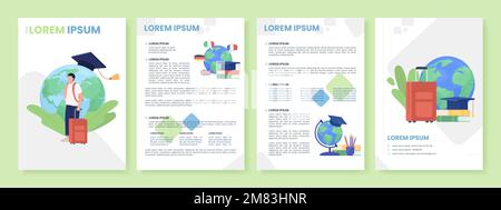 Travelling student flat vector brochure template Stock Vector