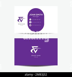 Business card design template. Double sided business card modern and clean style. Print ready vector illustration Stock Vector