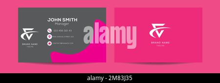 Business card design template. Double sided business card modern and clean style. Print ready vector illustration Stock Vector