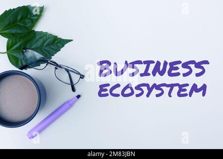 Conceptual caption Business Ecosystem. Word Written on Develop and Implement Organization Growth Opportunities Stock Photo