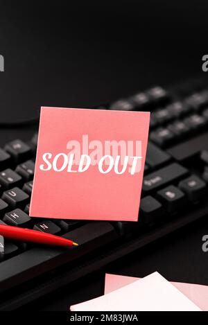 Conceptual caption Sold Out. Business showcase Not available anymore outside the standard rate of market Stock Photo