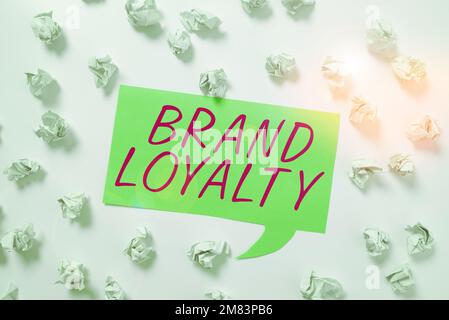 Conceptual caption Brand Loyalty. Word for Repeat Purchase Ambassador Patronage Favorite Trusted Stock Photo