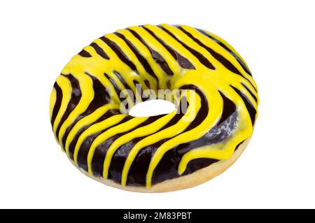 Doughnuts isolated on white background. Colourful donut over white with clipping path. Full Depth of field. Stock Photo