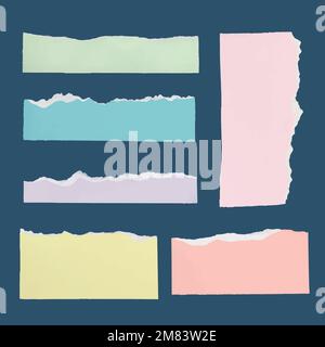Handmade torn paper craft vector in pastel colors set Stock Vector