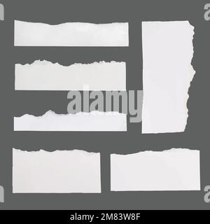 Handmade torn paper craft vector in white minimal style set Stock Vector