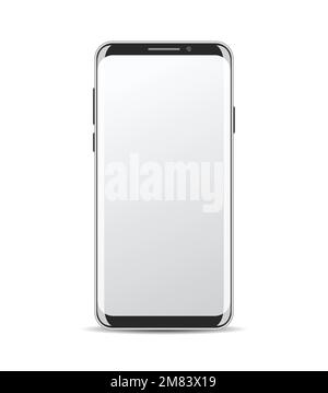 Modern Curved Display Smartphone Glossy Screen Vector Mockup Template Stock Vector