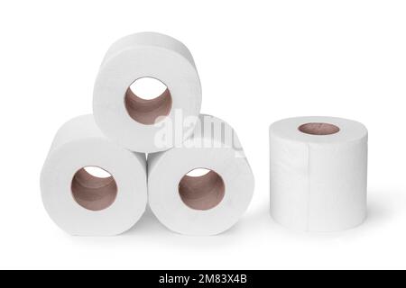 Toilet papers on an isolated white background Stock Photo
