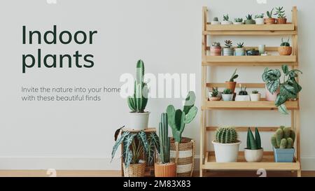 Indoor gardening template vector with small houseplants Stock Vector