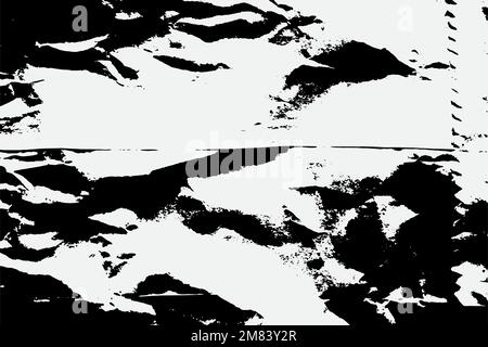 Black Old Blank Paper Old Ruined Rough Shabby Grunge Scratched Torn Torn Texture. Stock Vector
