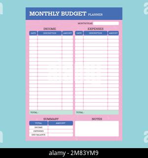 monthly budget planner with abstract dotted lines and dollar signs on background Stock Vector
