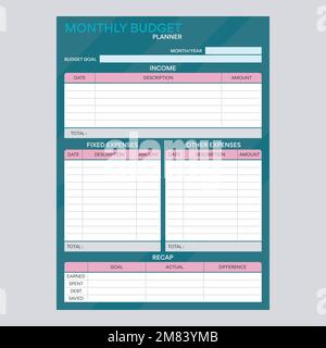 monthly budget planner made in business style on dark abstract background Stock Vector